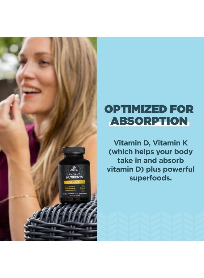 آينشنت نيوترشن مكمل فيتامين د من Ancient Nutrition، 5000 وحدة دولية من فيتامين د لدعم المناعة، مصنوع من مرق العظام ومستخلص الفطر، يدعم الالتهاب الصحي، مناسب لحمية الباليو والكيتو، 60 كبسولة - Image 4