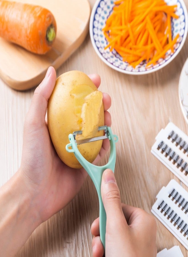 Nbguigdstr Mandoline Food Slicer for Kitchen 7-in-1 Vegetable/Cheese/Potato/Carrot/Cucumber Grater,Slicer, Cutter, Grinder,Waffle Fry Cutter For Potatoes,Julienne Peeler - Image 5