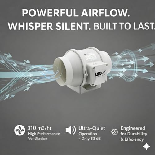 Ardnib Inline Duct Fan |5 Inch | Silent Mix Flow Fan | Inline Exhaust Fan | Circular Inline Fan/Air Circulation System | White 45W Copper Motor | Airflow 310m3/h | 2 Speed | 2600 RPM - Image 4
