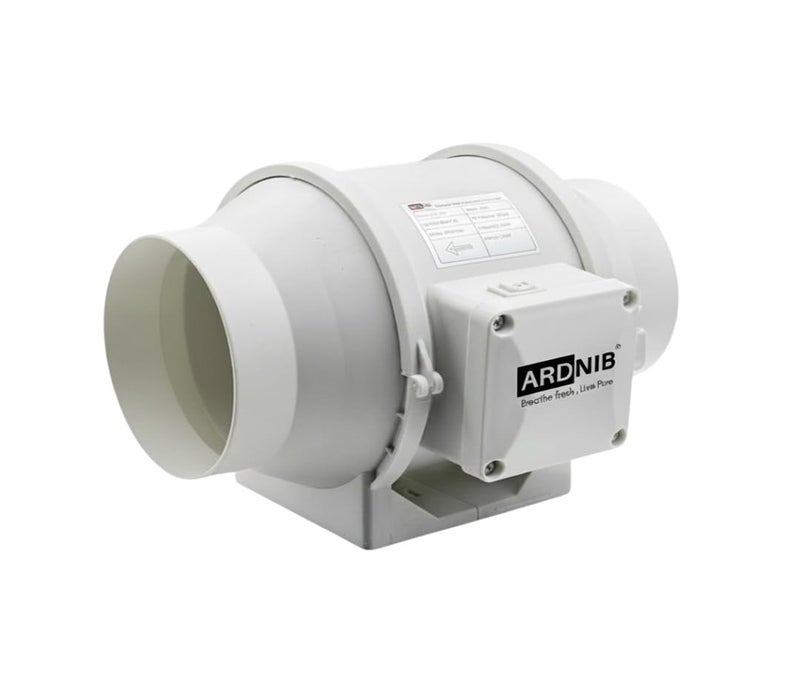 Ardnib Inline Duct Fan |5 Inch | Silent Mix Flow Fan | Inline Exhaust Fan | Circular Inline Fan/Air Circulation System | White 45W Copper Motor | Airflow 310m3/h | 2 Speed | 2600 RPM - Image 5