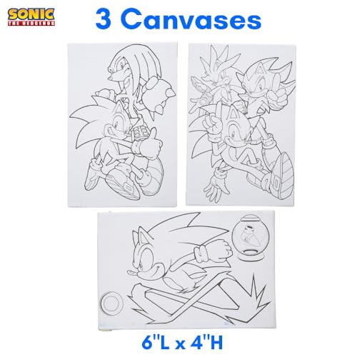 Innovative Designs Sonic The Hedgehog Canvas Paint Set for Kids with 3 Canvases, Acrylic Paint, Paintbrush, & Easel - Image 5
