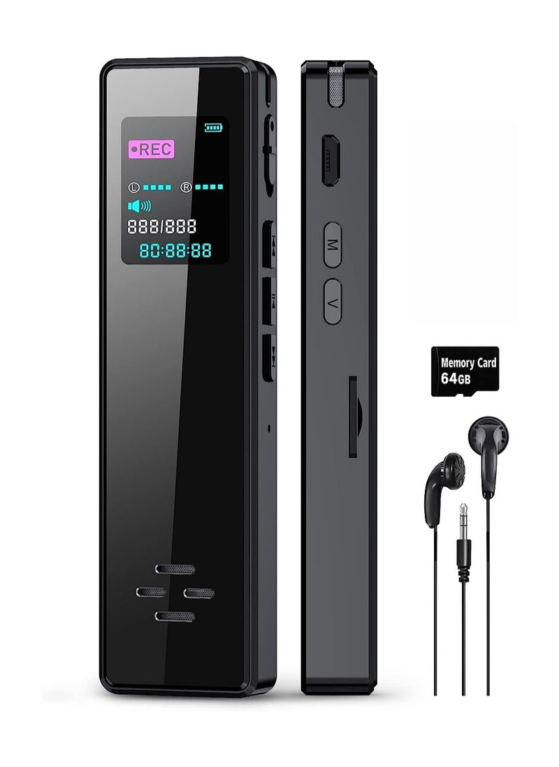 MSMR - 64GB Smart Digital Voice Activated Recorder with Playback -MP3 player, Audio Voice Recorder for Lectures Meetings, Recording Device Dictaphone Sound Tape Recorder - Image 1