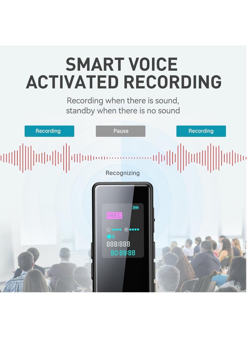MSMR - 64GB Smart Digital Voice Activated Recorder with Playback -MP3 player, Audio Voice Recorder for Lectures Meetings, Recording Device Dictaphone Sound Tape Recorder - Image 1
