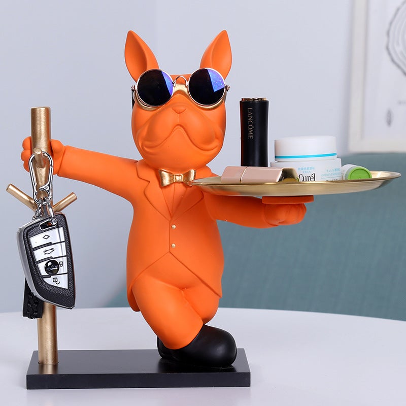 Supply Home Storage Cartoon French Bulldog Ornaments Key Rack Tray Living Room Decorations Resin Crafts - Image 3