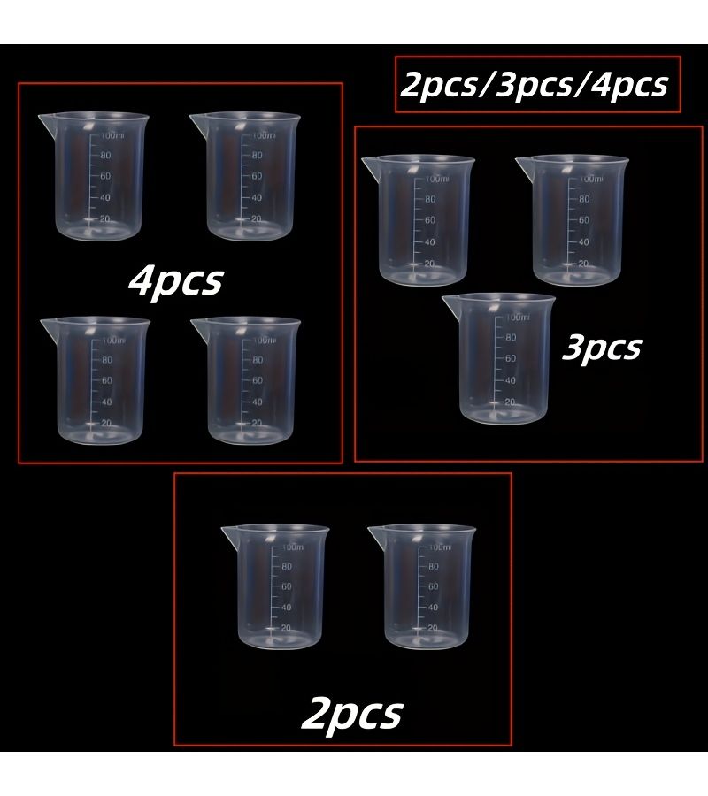 4pcs Liquid Measuring Cups 3.38oz Pp Thickened Graduated Lab Tools - Image 1