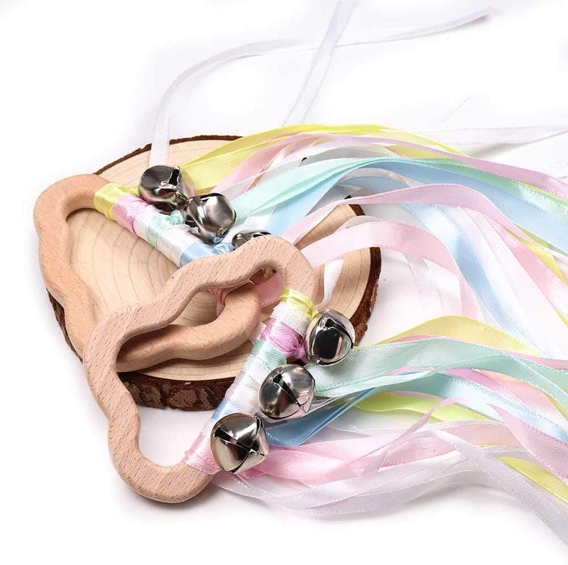 DILIMI Hand Ribbon Kite Baby Sensory Toys, 2 Pack Hand Kite Montessori Learning Toy, Cloud Rainbow - Image 2