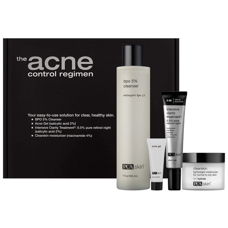 PCA SKIN PCA SKIN The Acne Control Skin Care Set (Kit Includes BPO Facial Cleanser, Niacinamide Face Cream, Salicylic Acid Acne Gel, Retinol Treatment) 