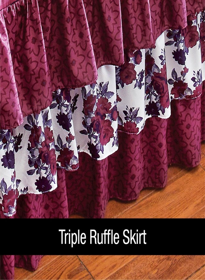 كوليكشنس إي تي سي طقم غطاء سرير من كوليكشنز إت سي بتصميم مرقع ومبطن بثلاث طبقات مكشكشة - Image 5