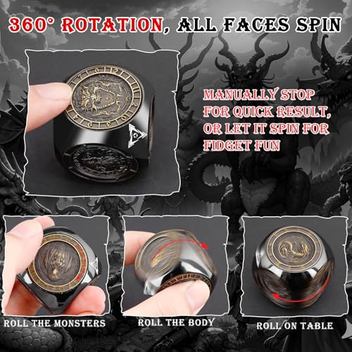 Haxtec Spinner Dice 7-in-1 Metal DND Dice Set Unique Dice Spinner Goblins Metal D&D Die for Dungeons and Dragons DND Gifts - Image 3
