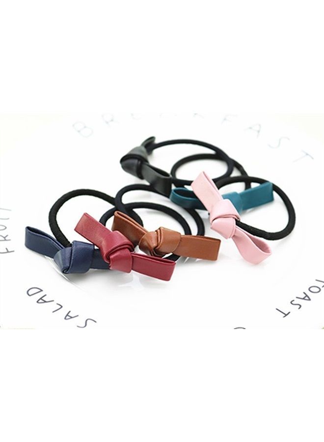 Lovef 6 Pcs Simple Korean Elastic Double Knotted Bows Rubber Band Elastic Head Tie Hair Band Girls Hair Accessories for Women Headwear - Image 2