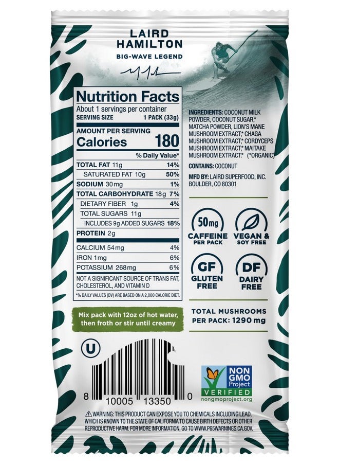 Laird Superfood Laird Superfood Instant Latte Matcha, Non-Dairy, Superfood Creamer, Gluten Free, Non-GMO, Vegan, 15pk Sachets  - Image 3