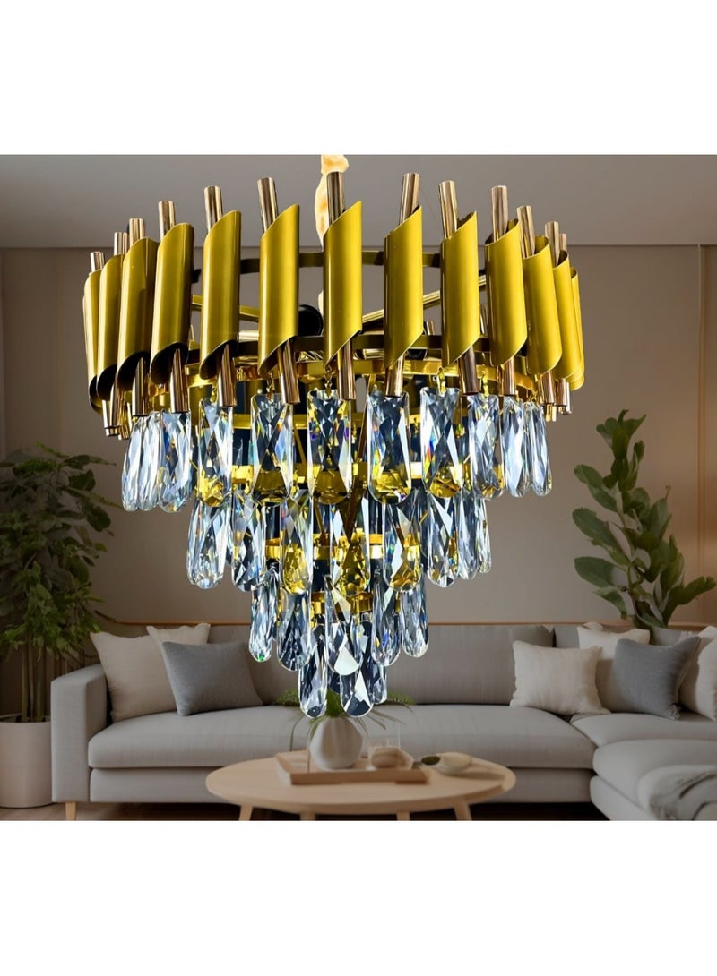 Modern crystal chandelier with 5 bulbs, slanted white, diameter 50 cm. - Image 2