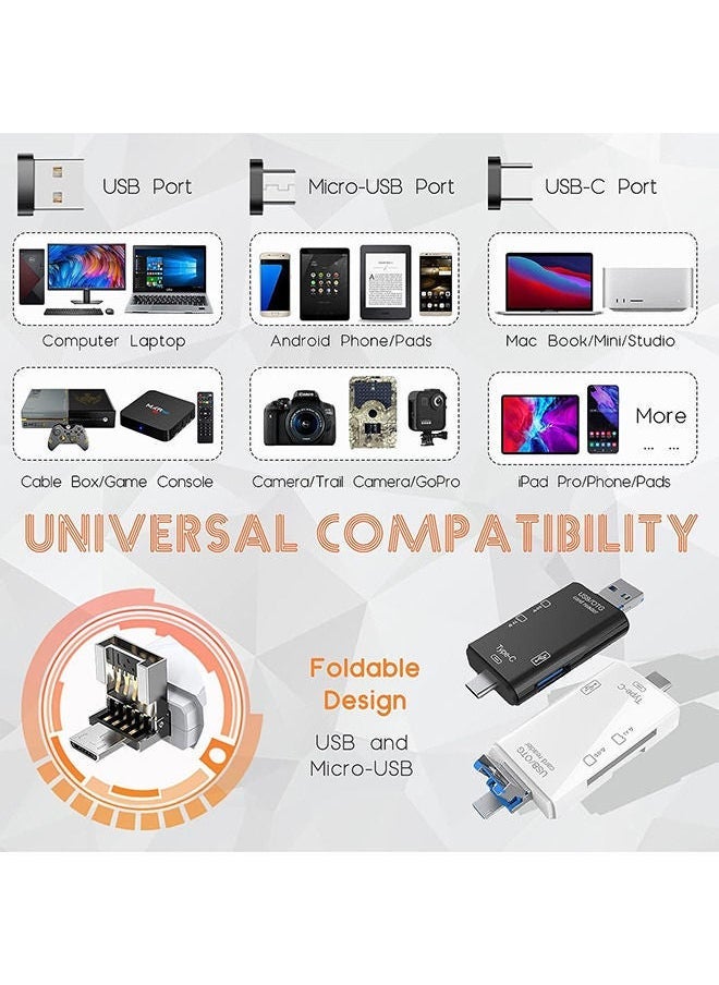 Micro SD Card Reader for Android, Micro SD Card to USB Adapter, USB C SD Card Reader for Camera Memory Card Reader, 6 in 1 SD Card Reader White - Image 5