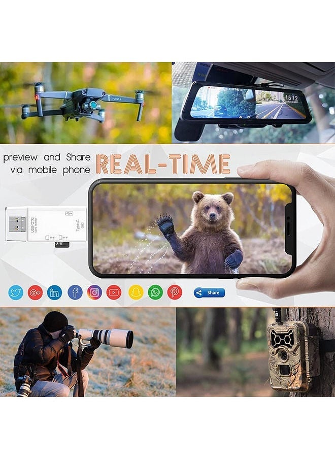 Micro SD Card Reader for Android, Micro SD Card to USB Adapter, USB C SD Card Reader for Camera Memory Card Reader, 6 in 1 SD Card Reader White - Image 4