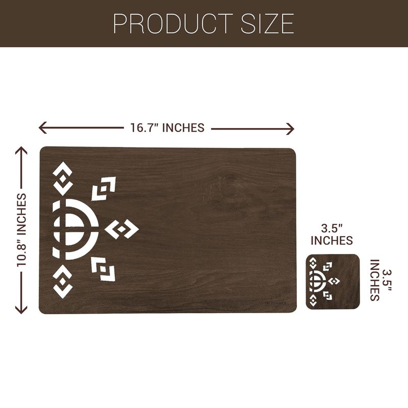 ORENAME Wooden Placemats for Dining Table Placemats Set of 6 - Brown Heat Resistant Place Mats, Wooden Table Mats Non-Slip Stain Resistant Kitchen Table Placemats (16.8 inches x 10.8 inches) (Brown) - Image 2