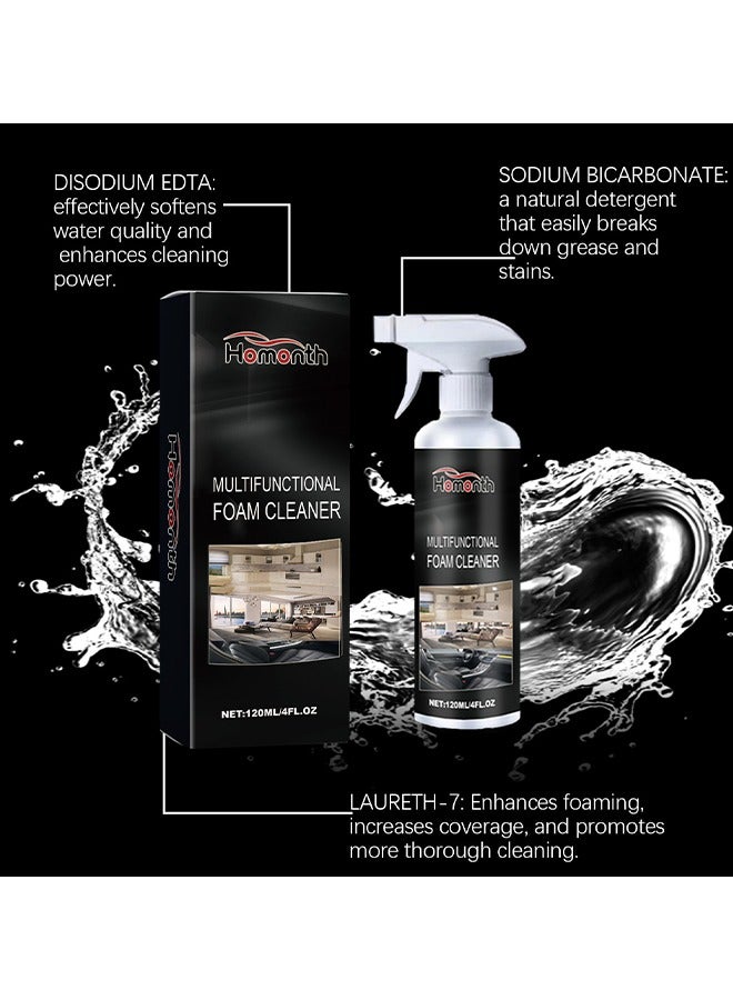 Homonth Multifunctional Glass Foam Cleaner, Glass Oil Film Remover For Car With Sponge Towel, Car Glass Oil Film Cleaner, Glass Oil Film Stain Removal Cleaner, Oil Film Remover For Car Window, 120ML - Image 3