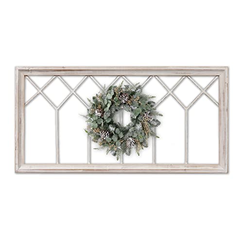 Sintosin Rustic Wood Window Frame Wall Decor 40 x 20 inches Hanging Washable White Farmhouse Faux Windows Frames for Walls Decorative Wall Art for Living Room Bedroom Hallway Christmas