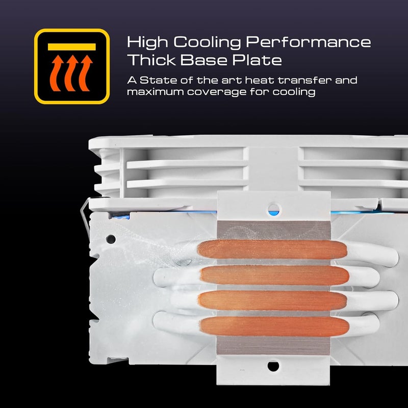 GAMDIAS BOREAS E1-410 WH CPU Cooler, CPU Air Cooler, CPU Fan, Direct Touch Contact, 4 Copper Heat Pipes, Dual Ring ARGB, Fully customizable ARGB lighting, Compatible with Intel & AMD - Image 3