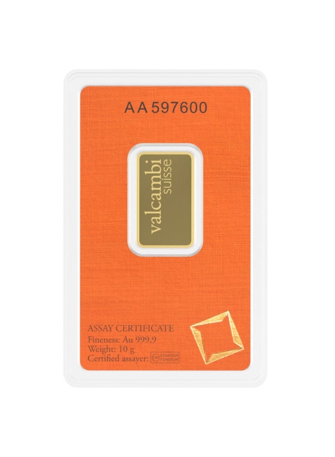 Valcambi Suisse 10 Gram Fine Gold Bar 999.9 Purity Sealed Assay Blister Serialized - Image 2