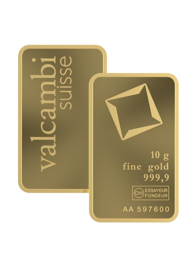 Valcambi Suisse 10 Gram Fine Gold Bar 999.9 Purity Sealed Assay Blister Serialized - Image 1