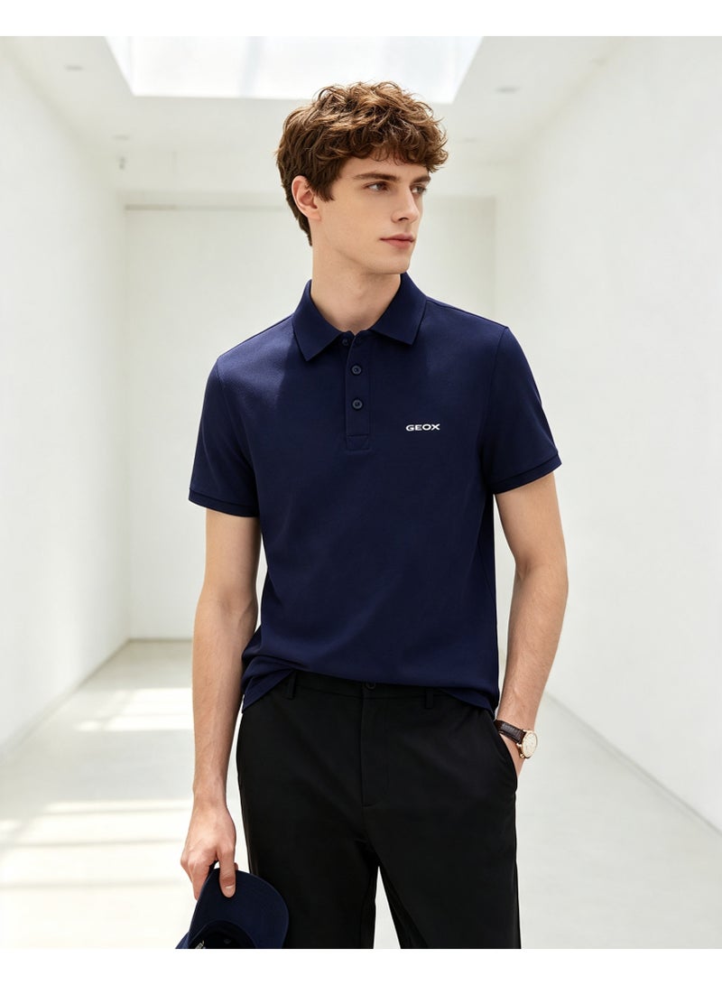 GEOX Men Short Sleeve Polo Shirt Casual Daily Wear For Men Navy Blue - Image 2