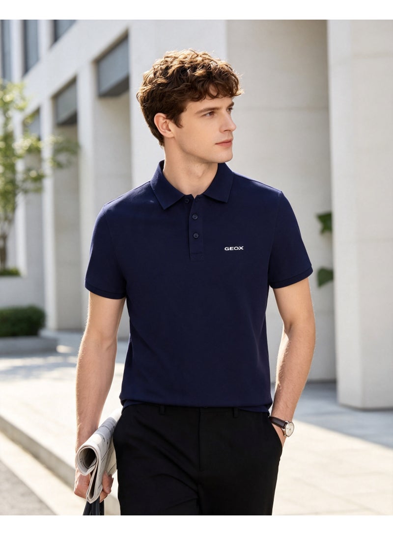 GEOX Men Short Sleeve Polo Shirt Casual Daily Wear For Men Navy Blue - Image 3