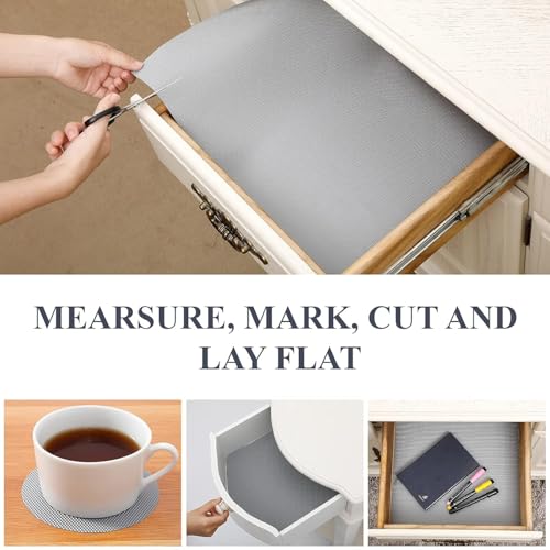 KRENZ Anti Slip Drawer & Shelf Liner Mat for Kitchen | Waterproof PVC Multipurpose Mat for Fridge, Cupboard & Drawer | Diamond Texture, Grey | (45 CM x 5 M) - Image 4