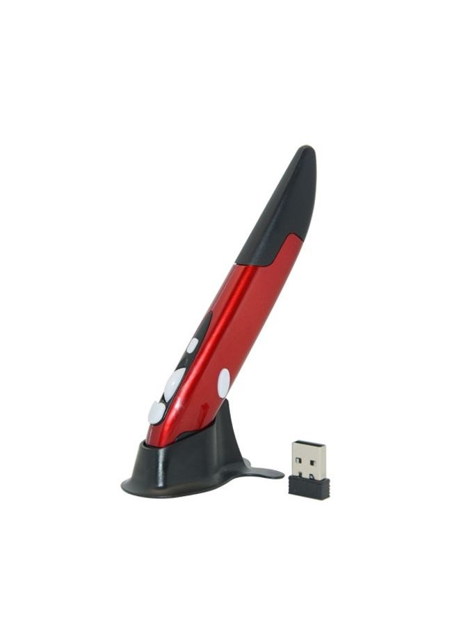 BURAQ - PR-03 2.4G USB Receiver Adjustable 1600 DPI Wireless Optical Pen Mouse for Computer PC Laptop Drawing Teaching (Red) - Image 1