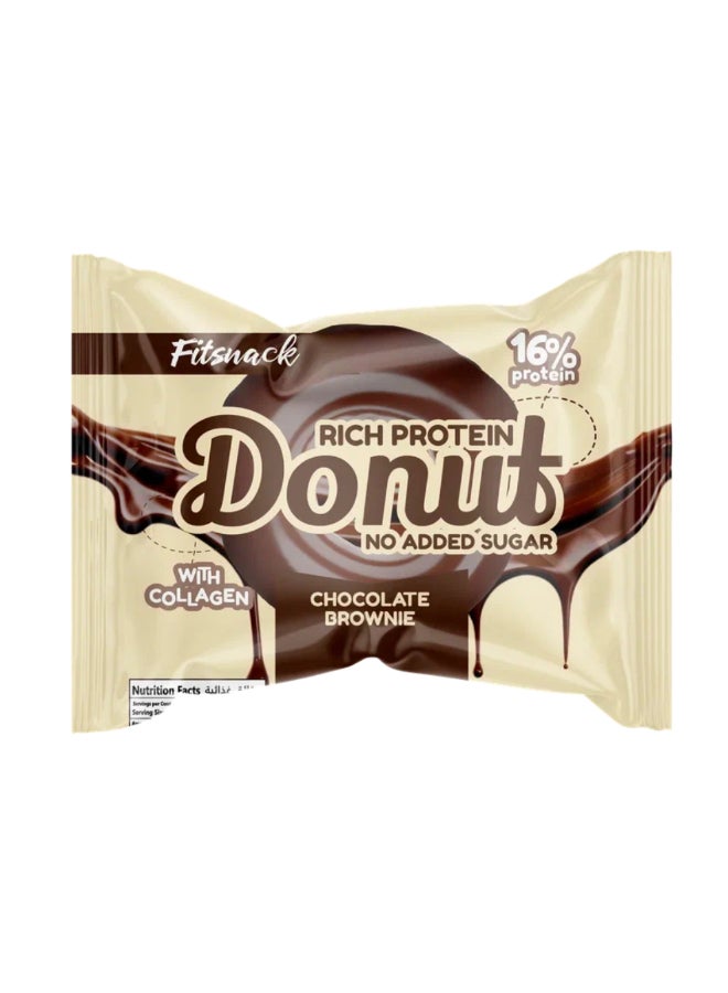 Protein Donut Chocolate Brownie Flavor, 16% Protein, Sweetened with Collagen, Protein Snack
