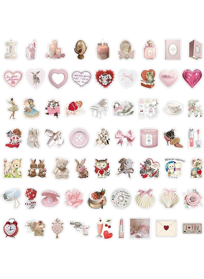 60pcs Coquette Stickers Cute Vinyl Laptop Stickers, Waterproof Aesthetic Stickers, Pink Sticker Pack for Girls Water Bottles Laptop Computer Phone Guitar (60 Coquette Stickers) - Image 5