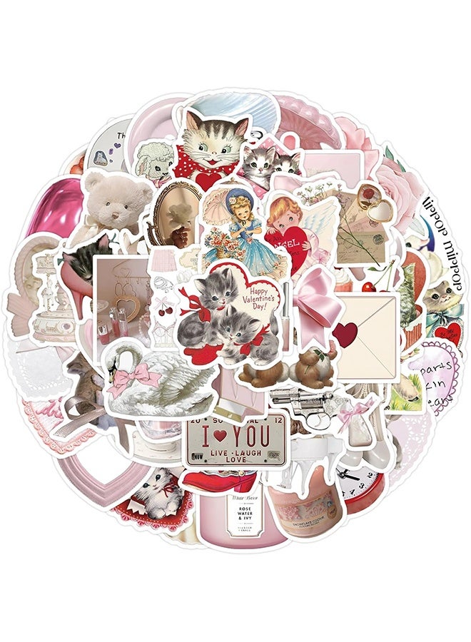 60pcs Coquette Stickers Cute Vinyl Laptop Stickers, Waterproof Aesthetic Stickers, Pink Sticker Pack for Girls Water Bottles Laptop Computer Phone Guitar (60 Coquette Stickers) - Image 2