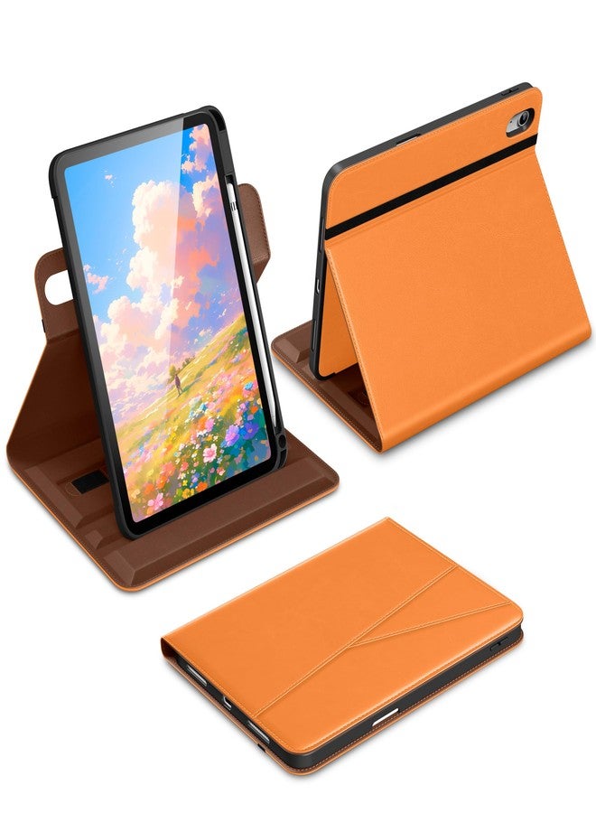 DTTO for iPad A16 Case, iPad 11th / 10th Generation Case (2025/2022), 360 Degree Rotating Premium Leather Folio Stand Cover with Pencil Holder, New Orange - Image 1