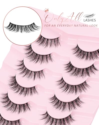 Onlyall Natural Lashes Wispy Lashes Natural Look False Eyelashes Natural Flared Eyelashes False Eye Lashes Soft Fluffy Lashes 7 Pairs D-K08 - Image 5