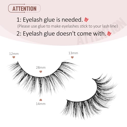 Onlyall Natural Lashes Wispy Lashes Natural Look False Eyelashes Natural Flared Eyelashes False Eye Lashes Soft Fluffy Lashes 7 Pairs D-K08 - Image 2