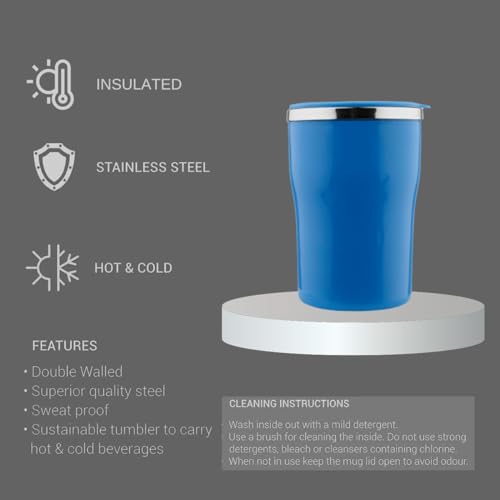 SUGAR Homeware Bubble Stainless Steel Double Wall Travel Tumbler 400ml (Blue) - Image 4