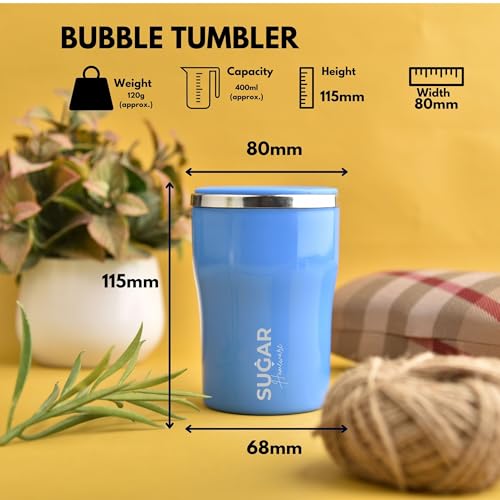 SUGAR Homeware Bubble Stainless Steel Double Wall Travel Tumbler 400ml (Blue) - Image 2