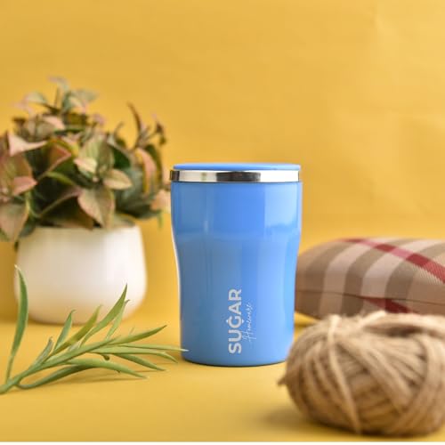 SUGAR Homeware Bubble Stainless Steel Double Wall Travel Tumbler 400ml (Blue) - Image 1