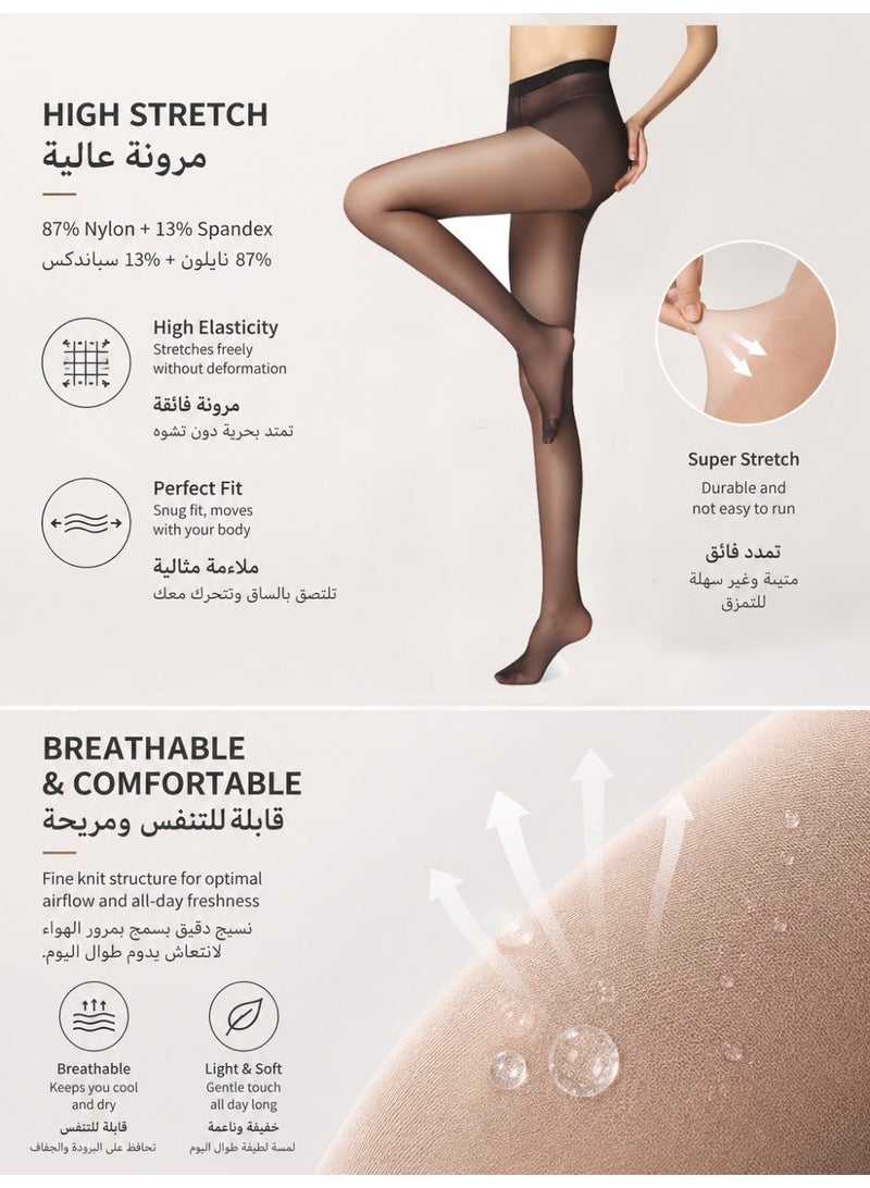 Tights Stockings Women's High Stretch Pantyhose, 87% Nylon and 13% Spandex, Soft Lightweight Breathable Fabric, Smooth Comfortable Fit, Natural Leg Coverage, Flexible Elastic Material, Durable Everyday Hosiery, Available in Black, Gray, Natural Nude and Coffee Colors, Suitable for Daily Wear, Office, Business, Party, Wedding and Formal Occasions, Easy to Match with Dresses, Skirts, Shorts and Heels, Classic Fashion Hosiery for All Seasons. Black - Image 5
