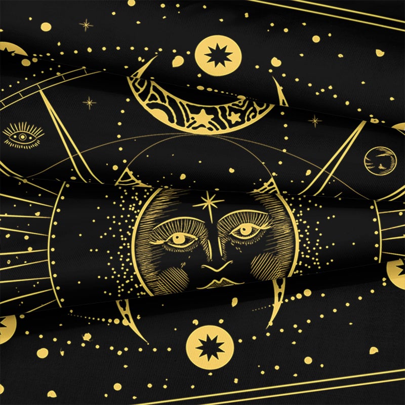 Bedbay Sun Moon Comforter Set 8 Pcs Black and Gold Trippy Galaxy Bedding Set Bed in a Bag Constellation Horoscope Bedding King Bed Set Cosmos Celestial Decor Quilted Duvet Insert(Gold King) - Image 5