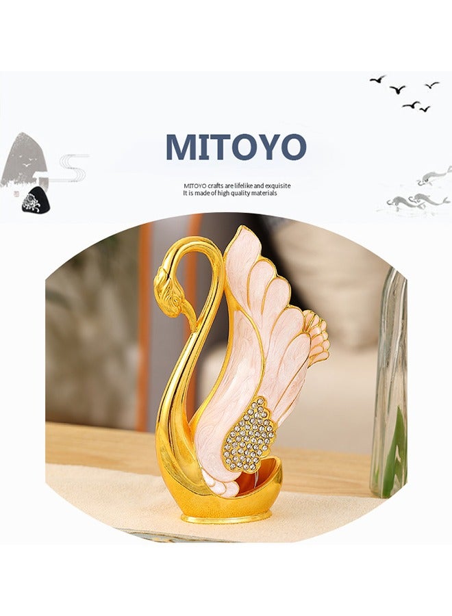 MITOYO Decorative Swan Base Holder With 6Pcs Spoons - Creative Gold Dessert Spoons - Premium Food Grade Stainless Steel - Mirror Finish (Gold Swan Base Holder+6Pcs Spoons )  - Image 2