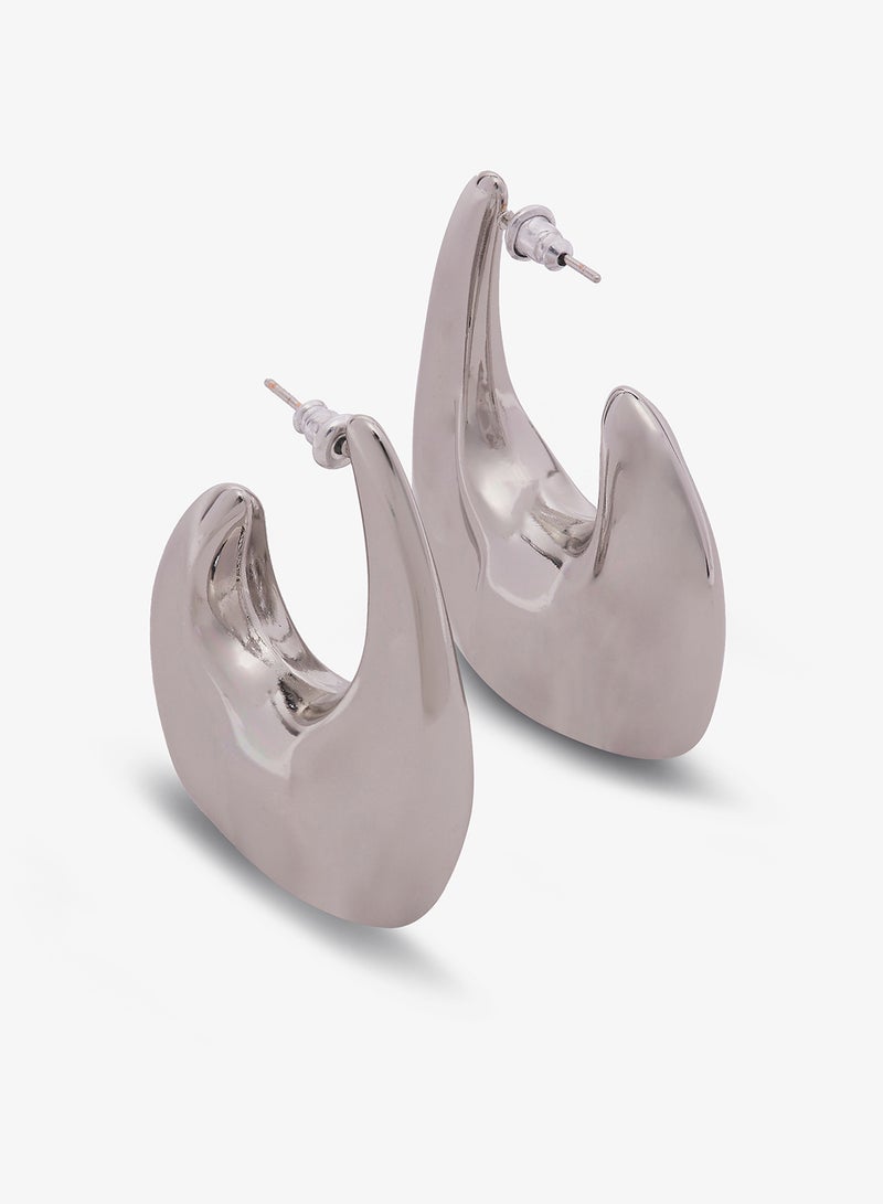 Ginger Chunky Asymmetical Silver Earrings - Image 2
