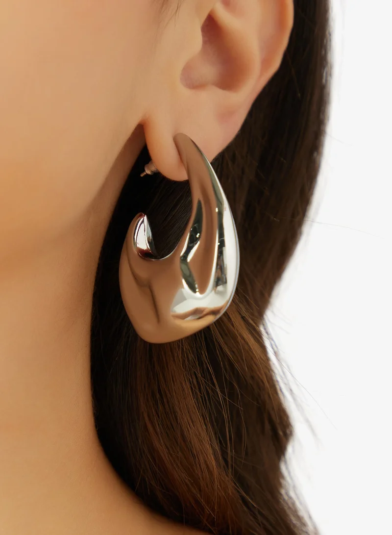 Chunky Asymmetical Silver Earrings