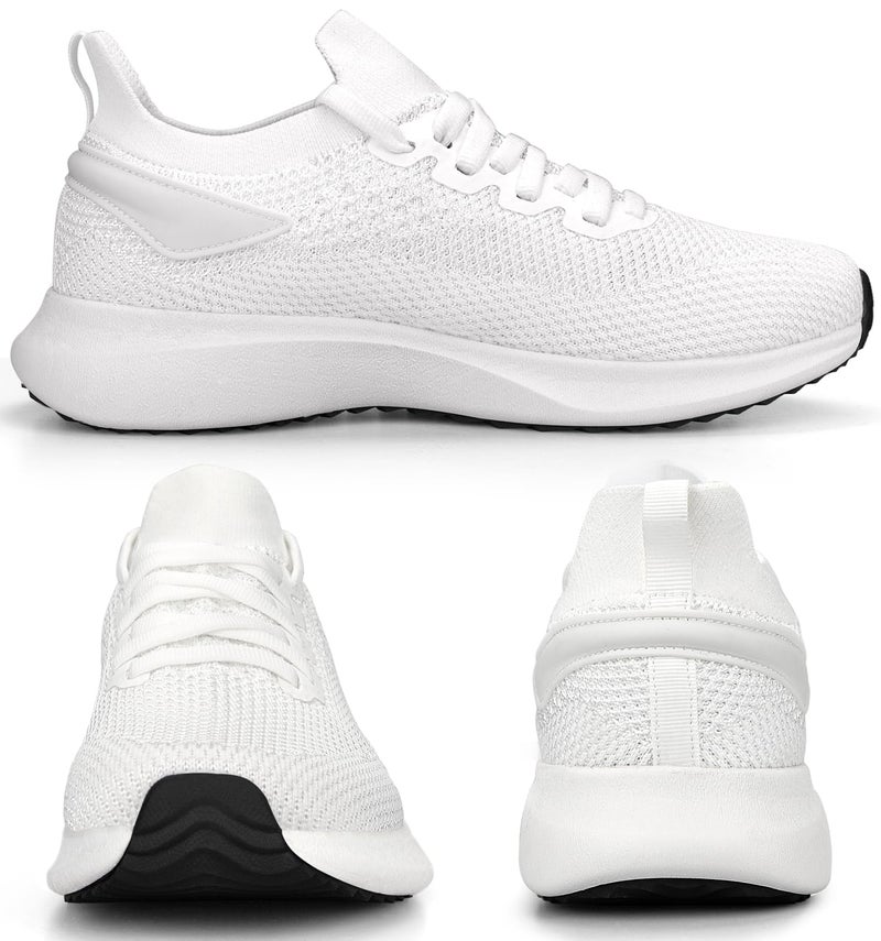 Abboos Womens Workout Shoes Memory Foam Walking Lightweight Comfortable Sports Gym Jogging Sneakers White Size 9 - Image 5
