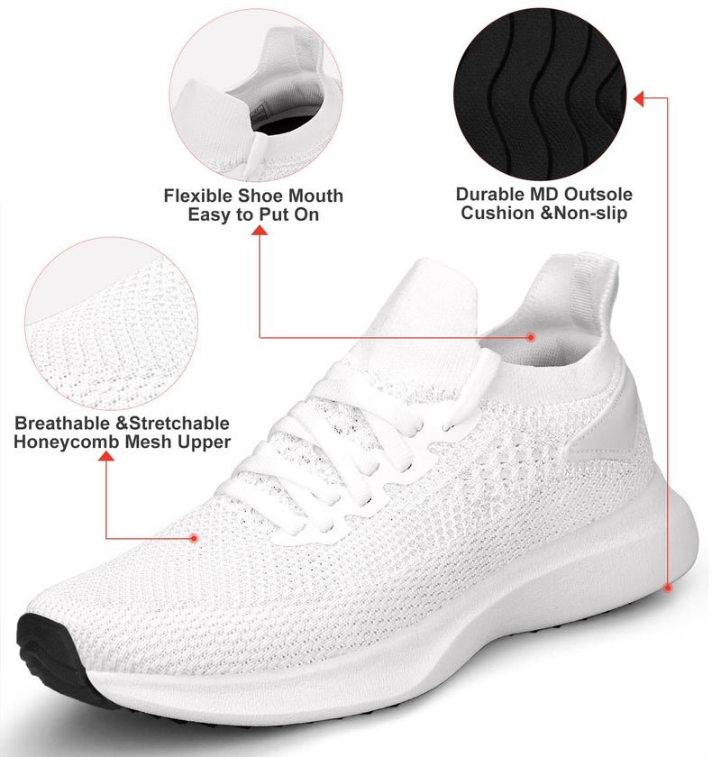 Abboos Womens Workout Shoes Memory Foam Walking Lightweight Comfortable Sports Gym Jogging Sneakers White Size 9 - Image 2