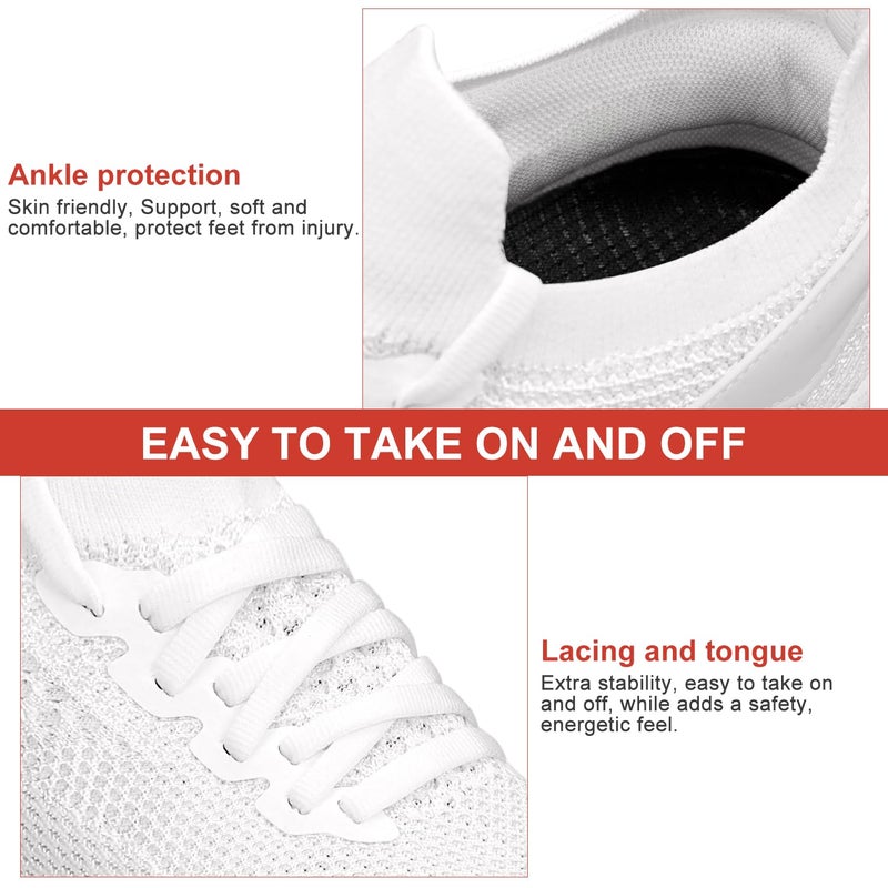 Abboos Womens Workout Shoes Memory Foam Walking Lightweight Comfortable Sports Gym Jogging Sneakers White Size 9 - Image 4