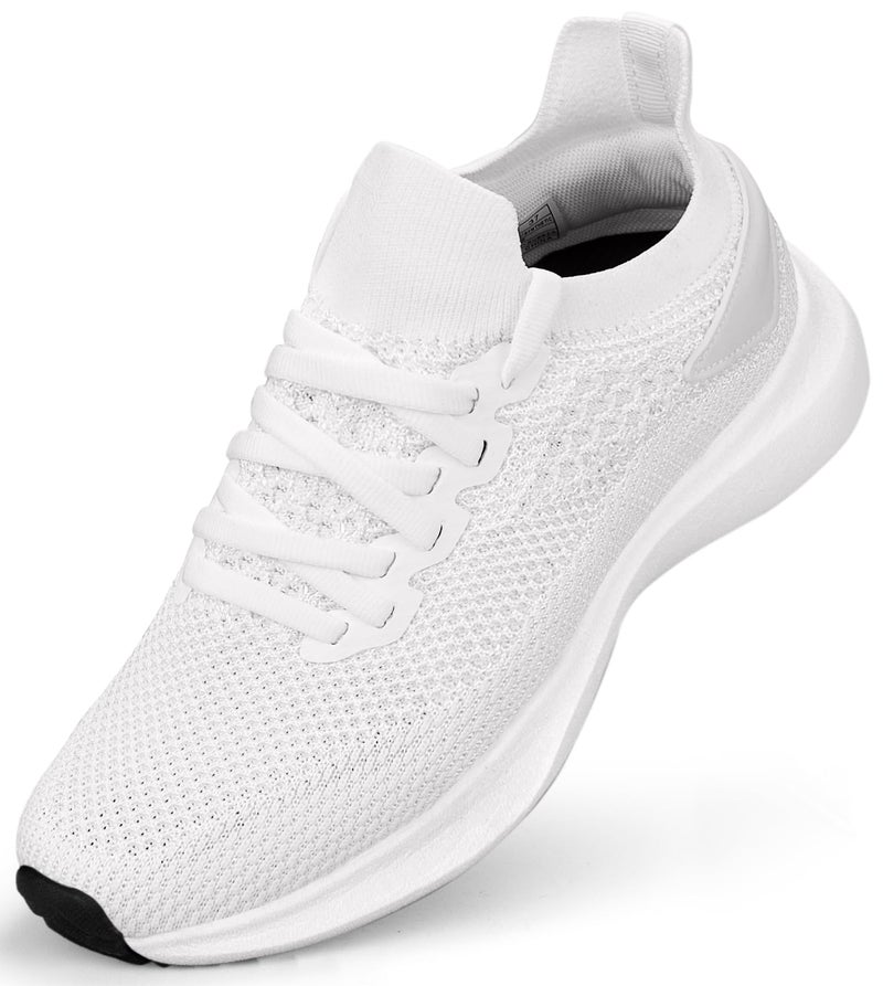 Abboos Womens Workout Shoes Memory Foam Walking Lightweight Comfortable Sports Gym Jogging Sneakers White Size 9 - Image 1