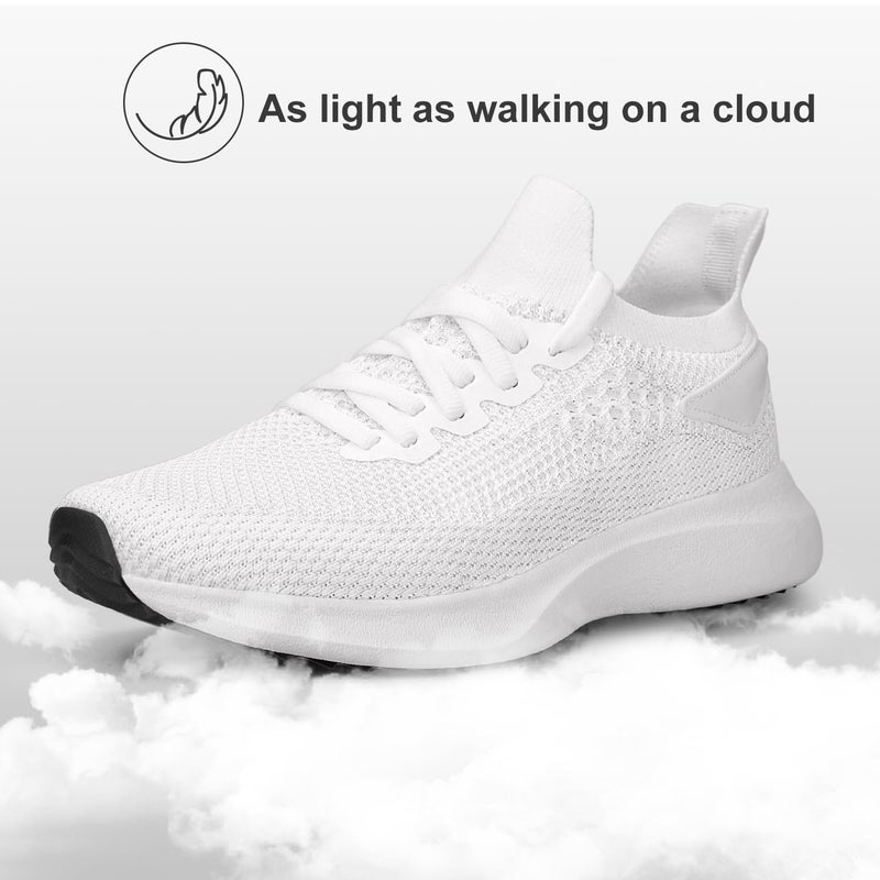 Abboos Womens Workout Shoes Memory Foam Walking Lightweight Comfortable Sports Gym Jogging Sneakers White Size 9 - Image 3