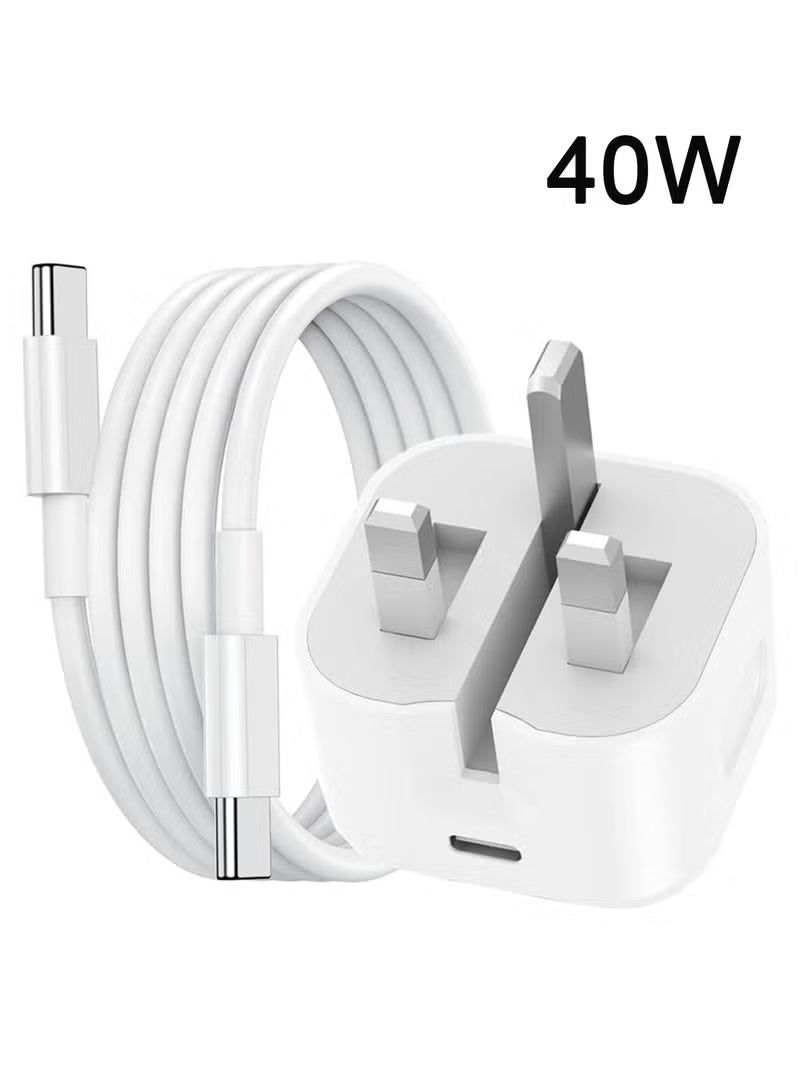 شاحن آيفون بقوة 40 واط - شاحن شحن سريع لـ iPhone 17 و 16 Pro | شاحن USB-C سريع بتقنية PD (Type-C) | رأس شاحن سريع لـ iPhone 17 | قابس طاقة Type-C ومحول سفر عالمي | متوافق مع iPhone 17/17 Pro/17 Pro Max/Air/16/16 Pro Max/15/15 Pro/Plus، و iPad، و AirPods. - Image 1