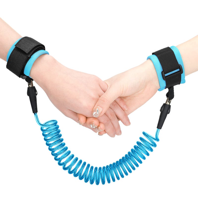 CICIGETI 2.5M Anti Lost Wrist Link Belt, Baby and Toddler Reins for Children Walking and Travel, 360° Rotating Baby Safety Harness with Elastic Wire Cord and Safety Lock for Kids, Blue - Image 1