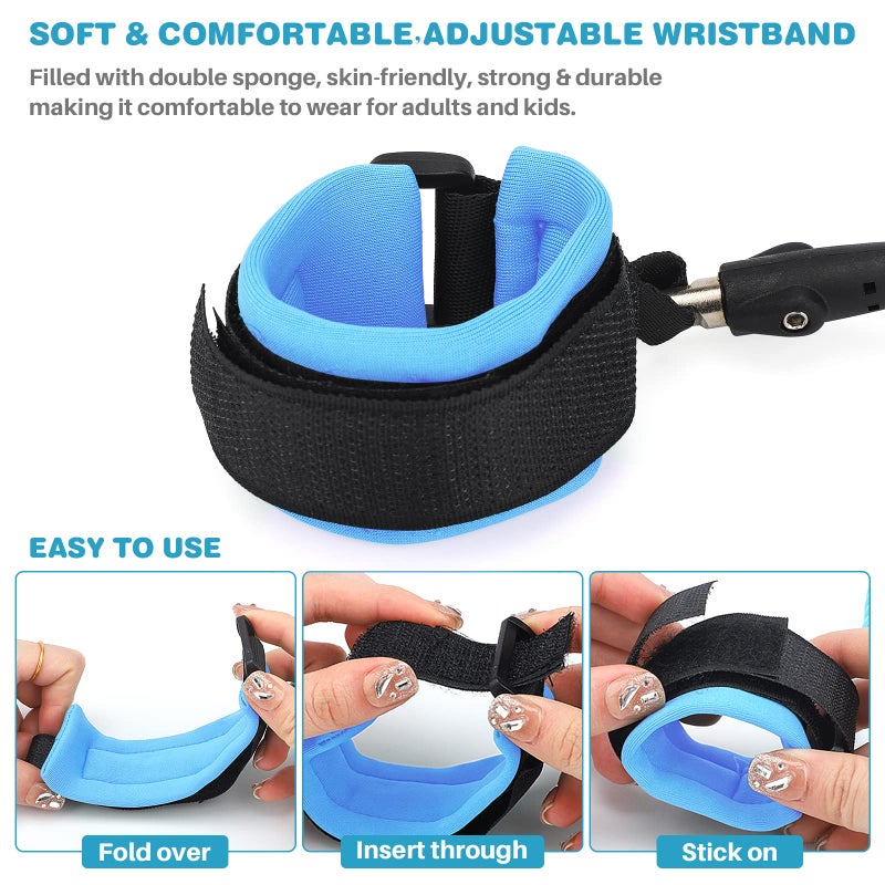 CICIGETI 2.5M Anti Lost Wrist Link Belt, Baby and Toddler Reins for Children Walking and Travel, 360° Rotating Baby Safety Harness with Elastic Wire Cord and Safety Lock for Kids, Blue - Image 5